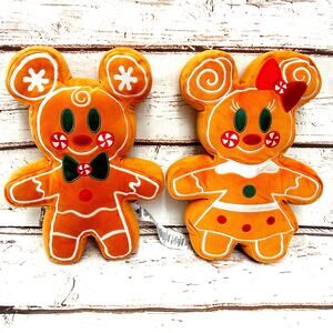 DISNEY PARKS 2020 Scented Gingerbread Mickey and Minnie Mouse 13" Plush Set